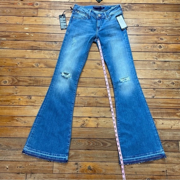 Mavi Amerika peace women jeans wide legs flare 25/34 ripped distressed blue - Picture 12 of 15